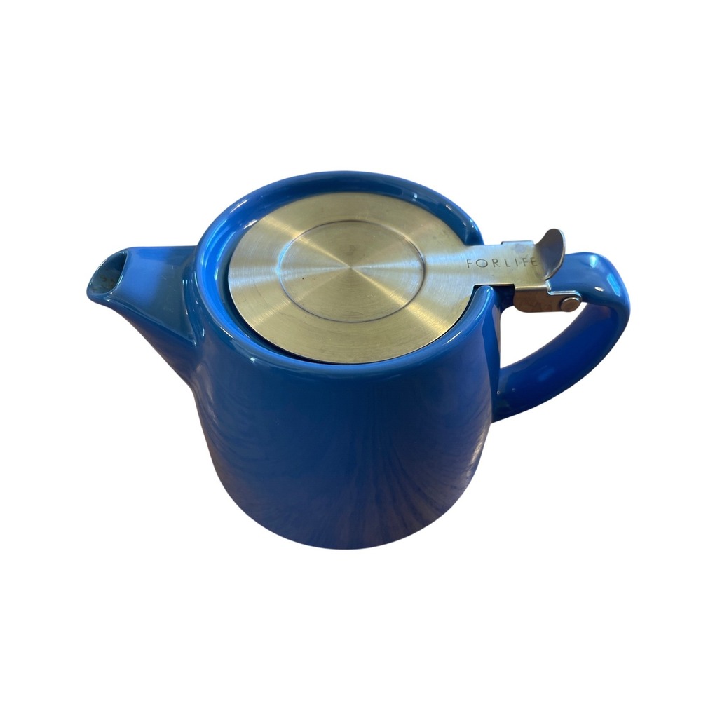 FORLIFE Stump Teapot Stainless Steel Lid and Infuser 18-Ounce Blue